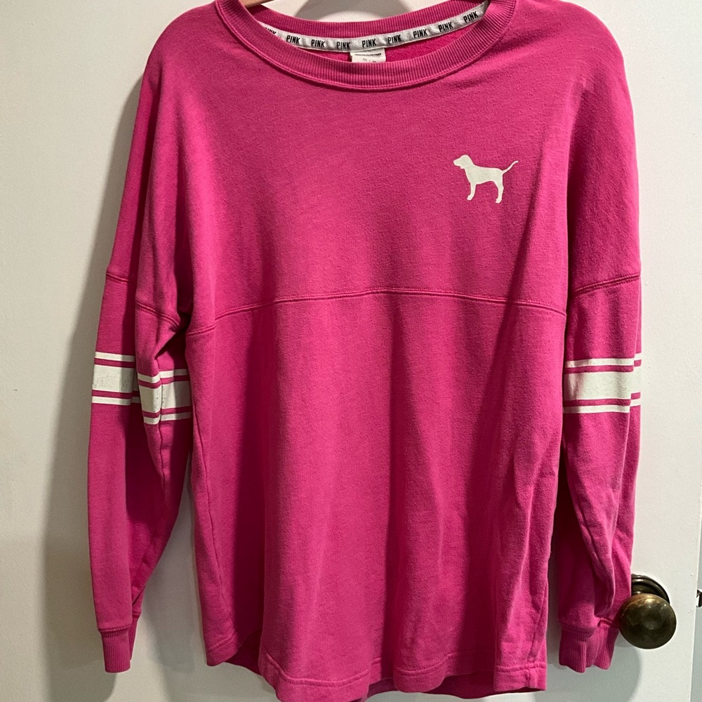 Vintage PINK Victoria's Secret Fuchsia Sweatshirt with Dog Logo